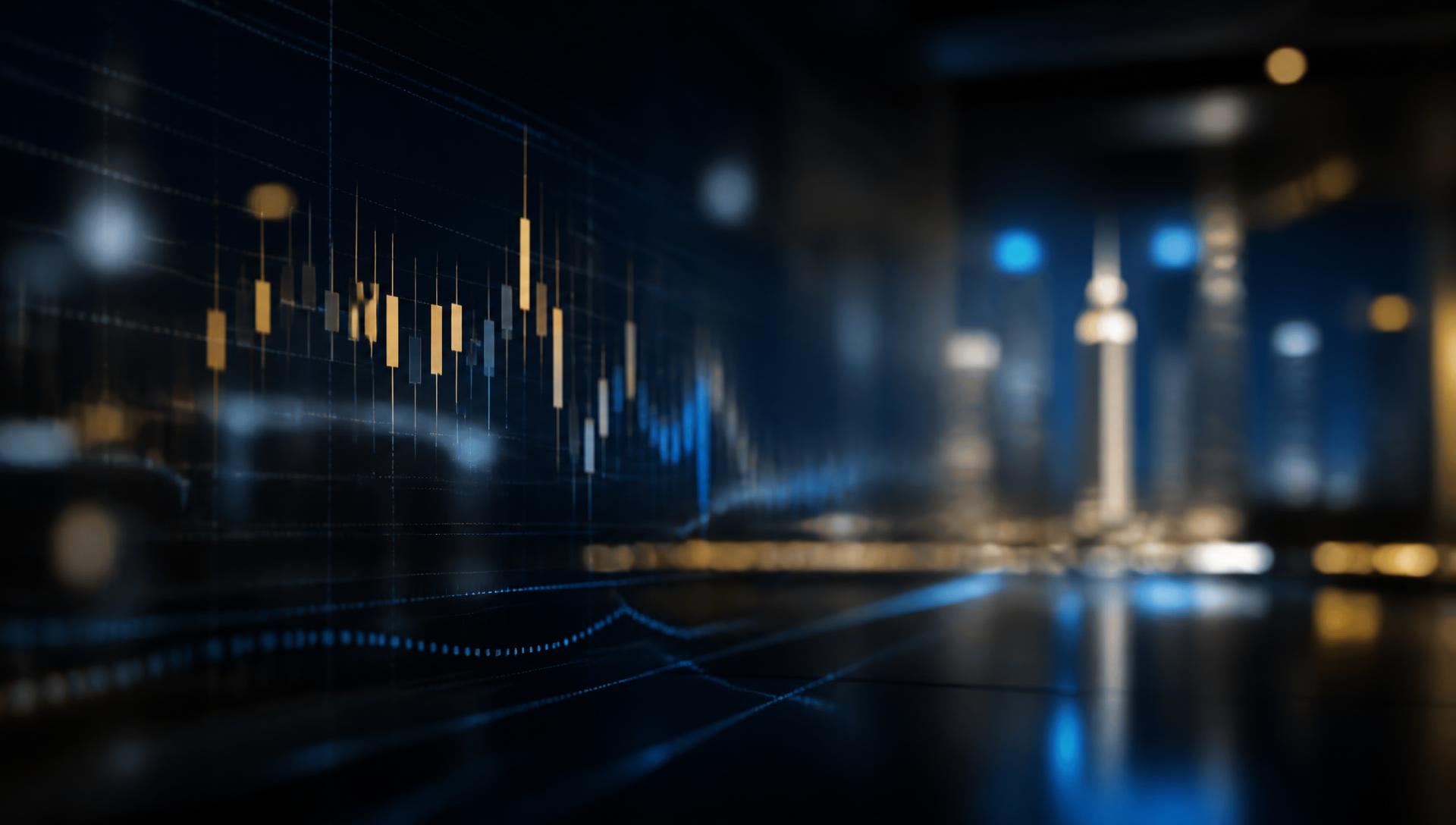 Abstract financial markets visualization with candlestick charts